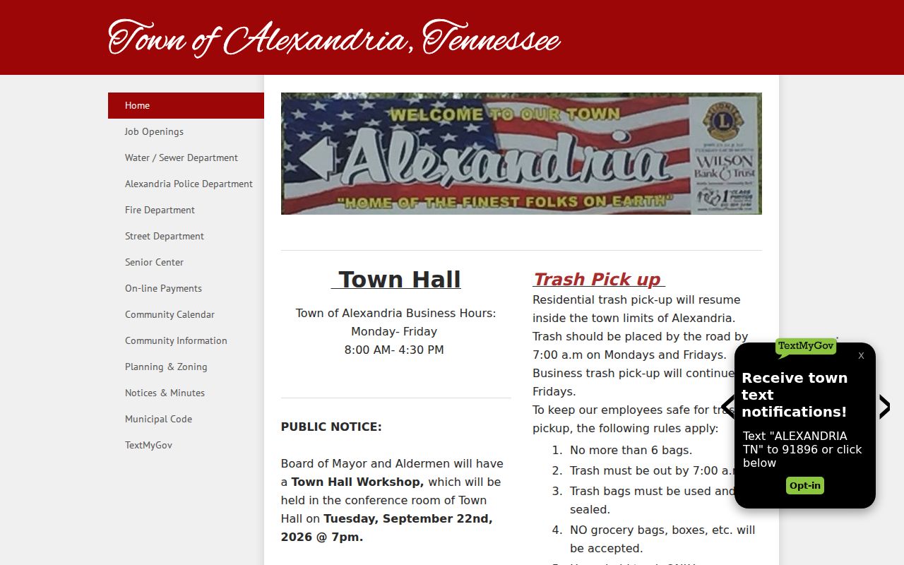 Alexandria warrant records town hall public office